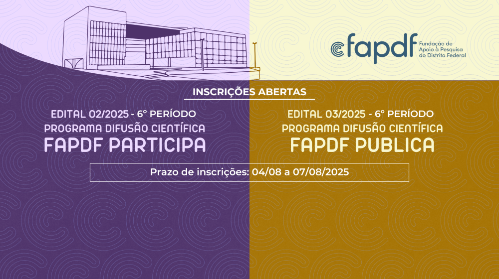Capa da notícia: FAPDF abre inscrições para o 6º período dos programas Participa e Publica